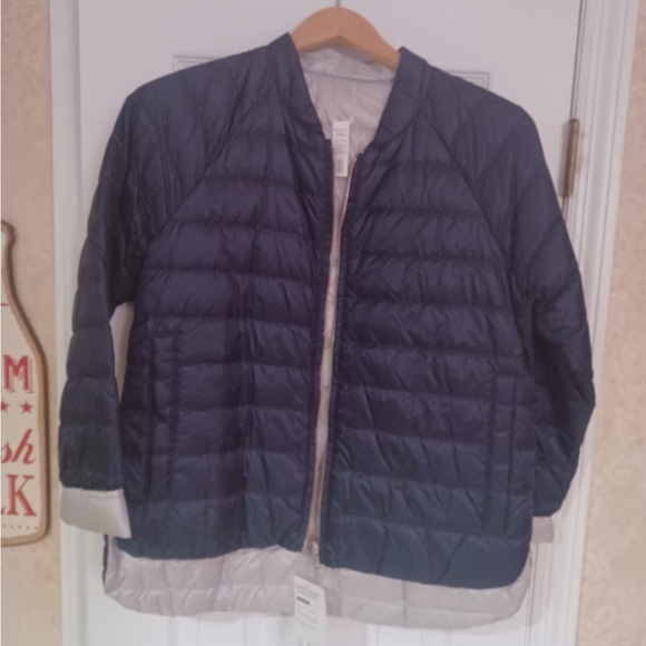 Athleta Jackets & Blazers - Brand New Reversible Athleta Dark Blue/ Beige Puffer Jacket - Woman’s